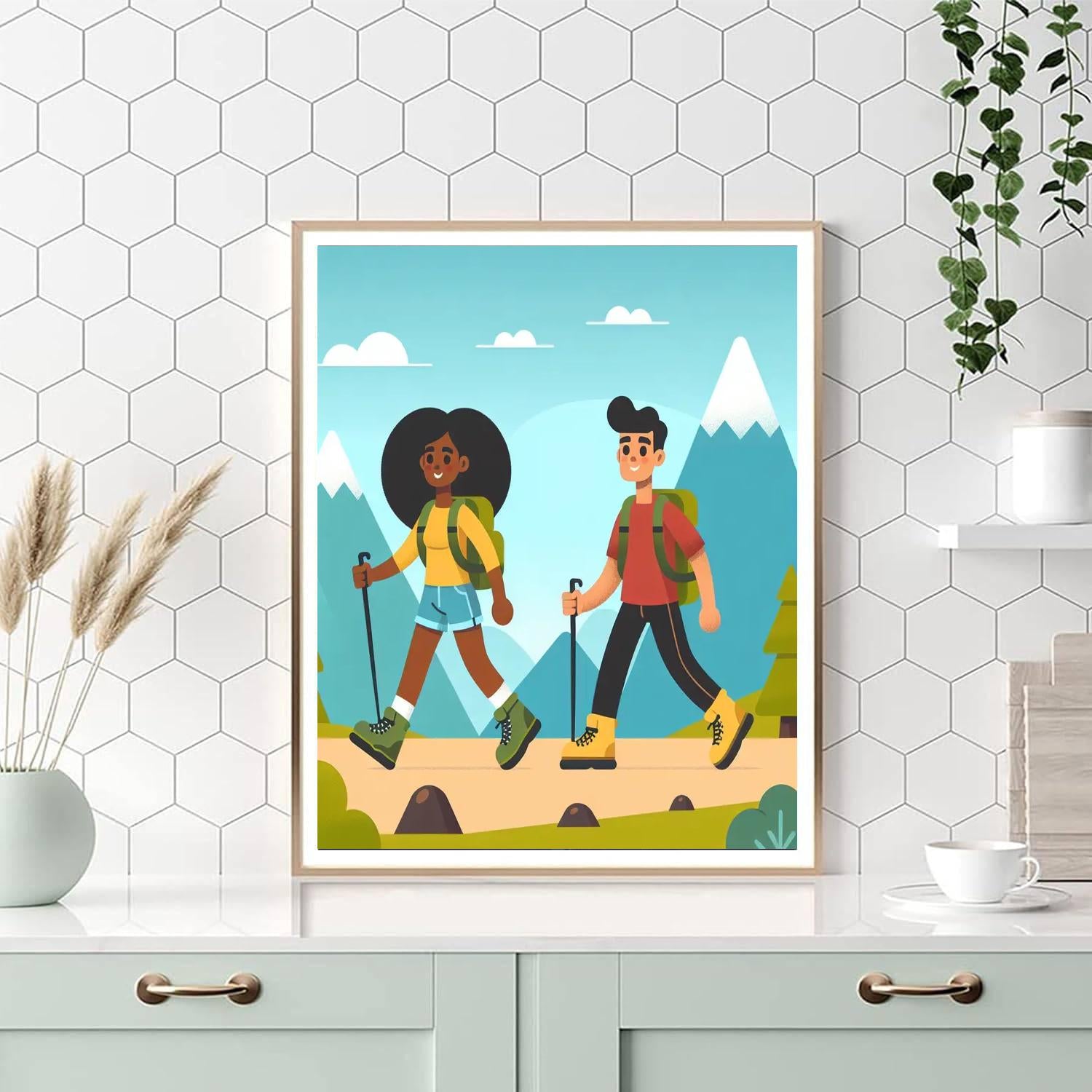 Happy Hikers' Mountain Adventure Painting Number Kit