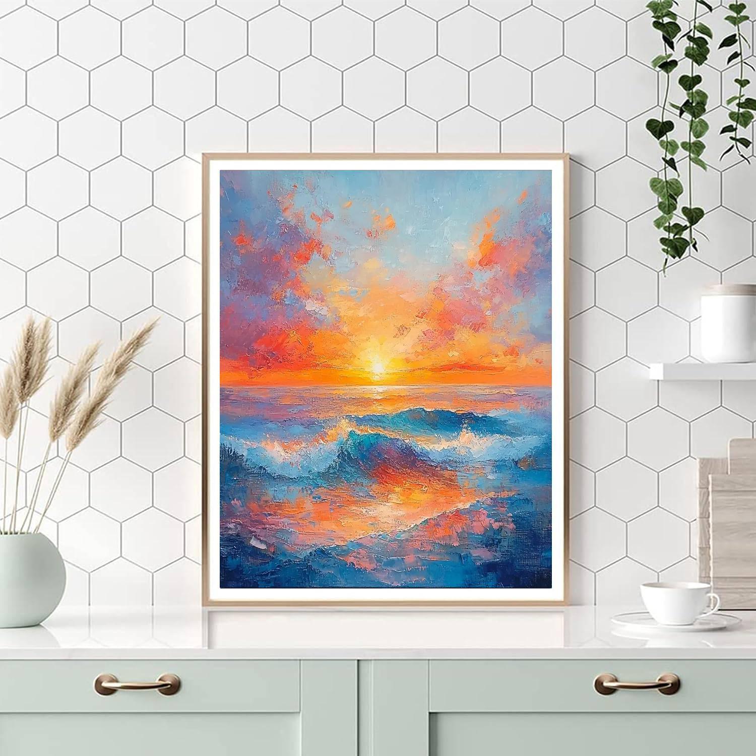 J.M.W. Turner Inspired Mediterranean Sunset Reflection  Paint By Numbers
