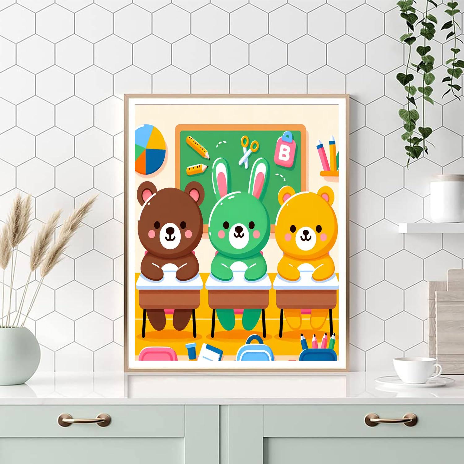 Joyful Animal School Painting By Numbers Kit