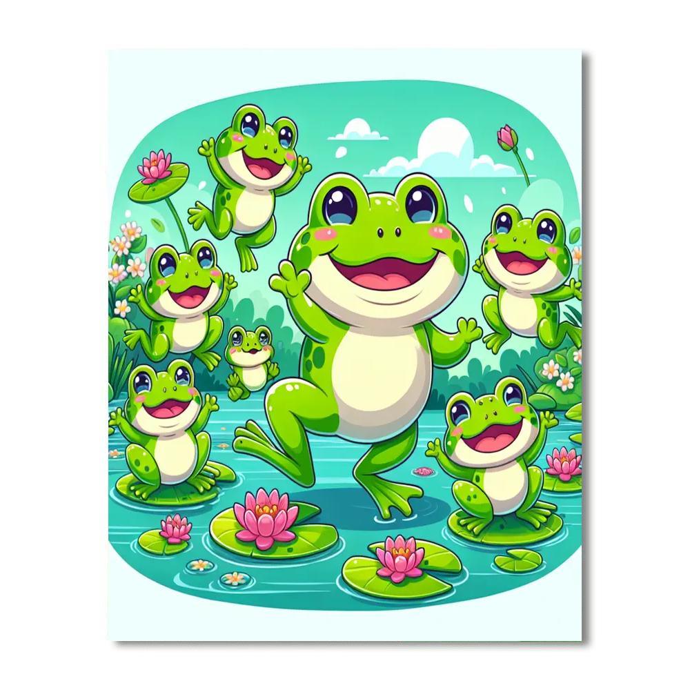 Bubbly Frog Family Paint By Number