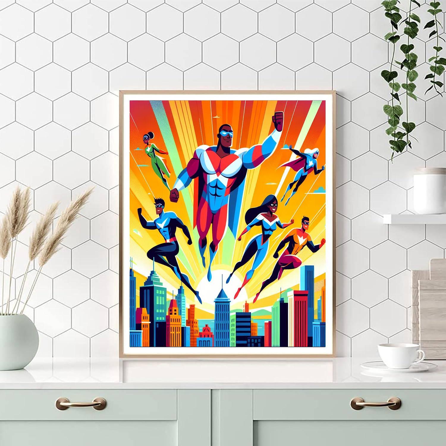 Epic Superhero Adventures Paint By Numbers Art