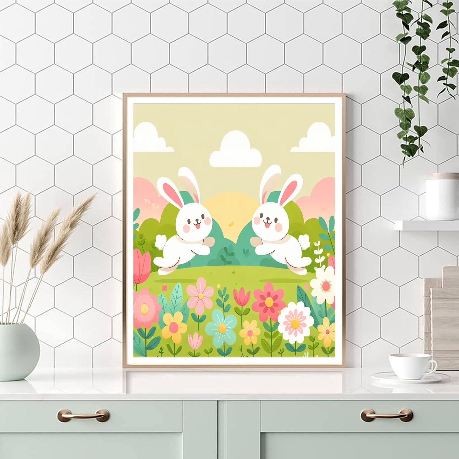 Joyful Springtime Bunnies Paint By Numbers Art