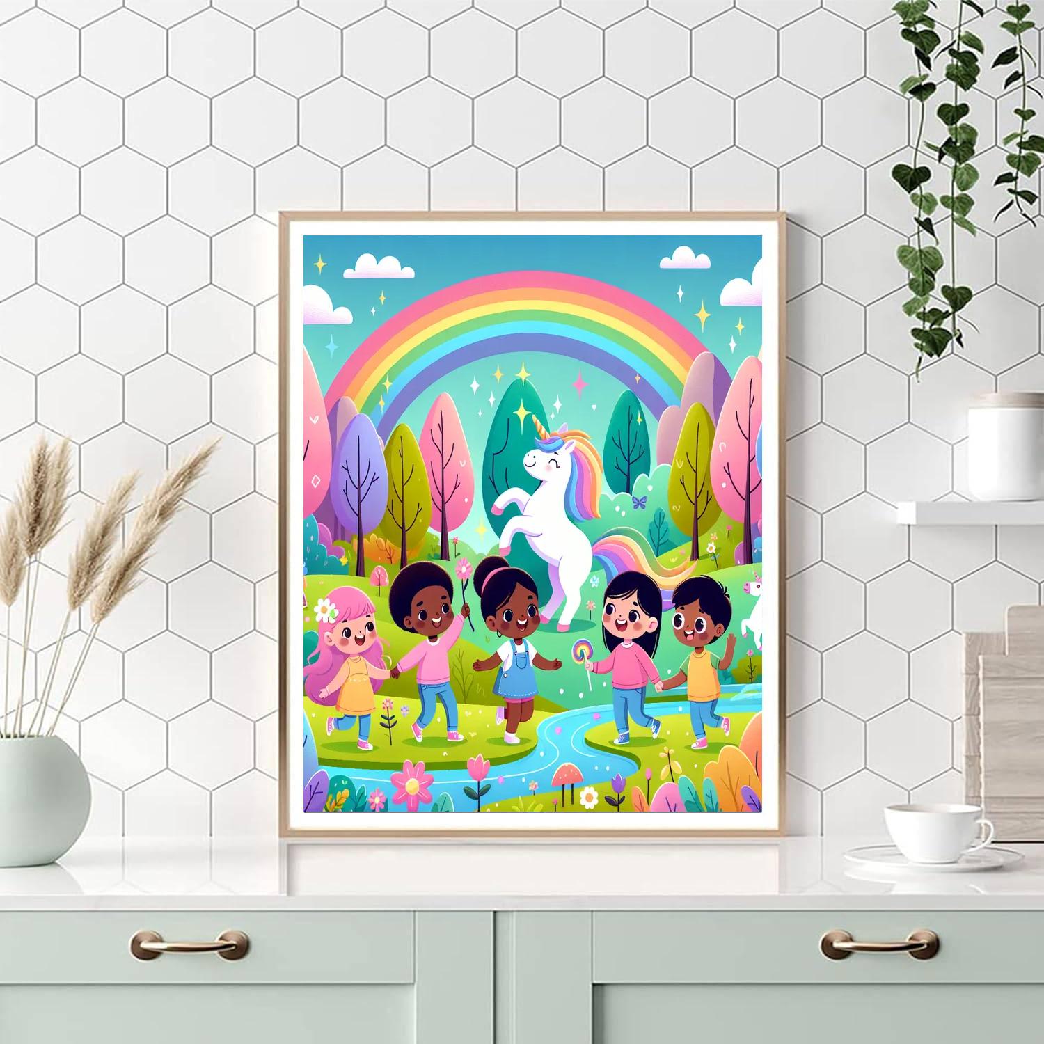 Rainbow Unicorn Forest Paint By Number