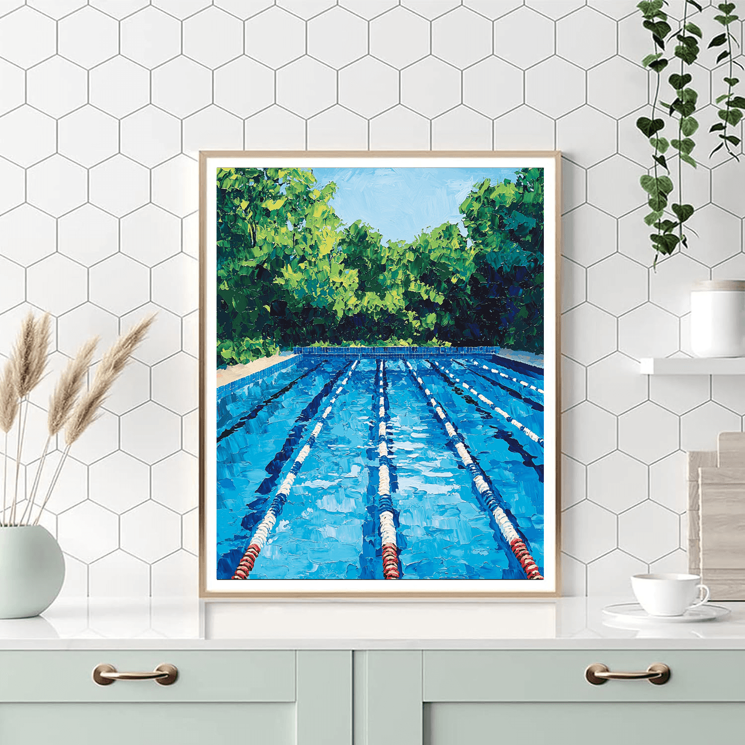David Hockney Inspired Hockney's Swimming Pool Serenity  Paint By Numbers Art