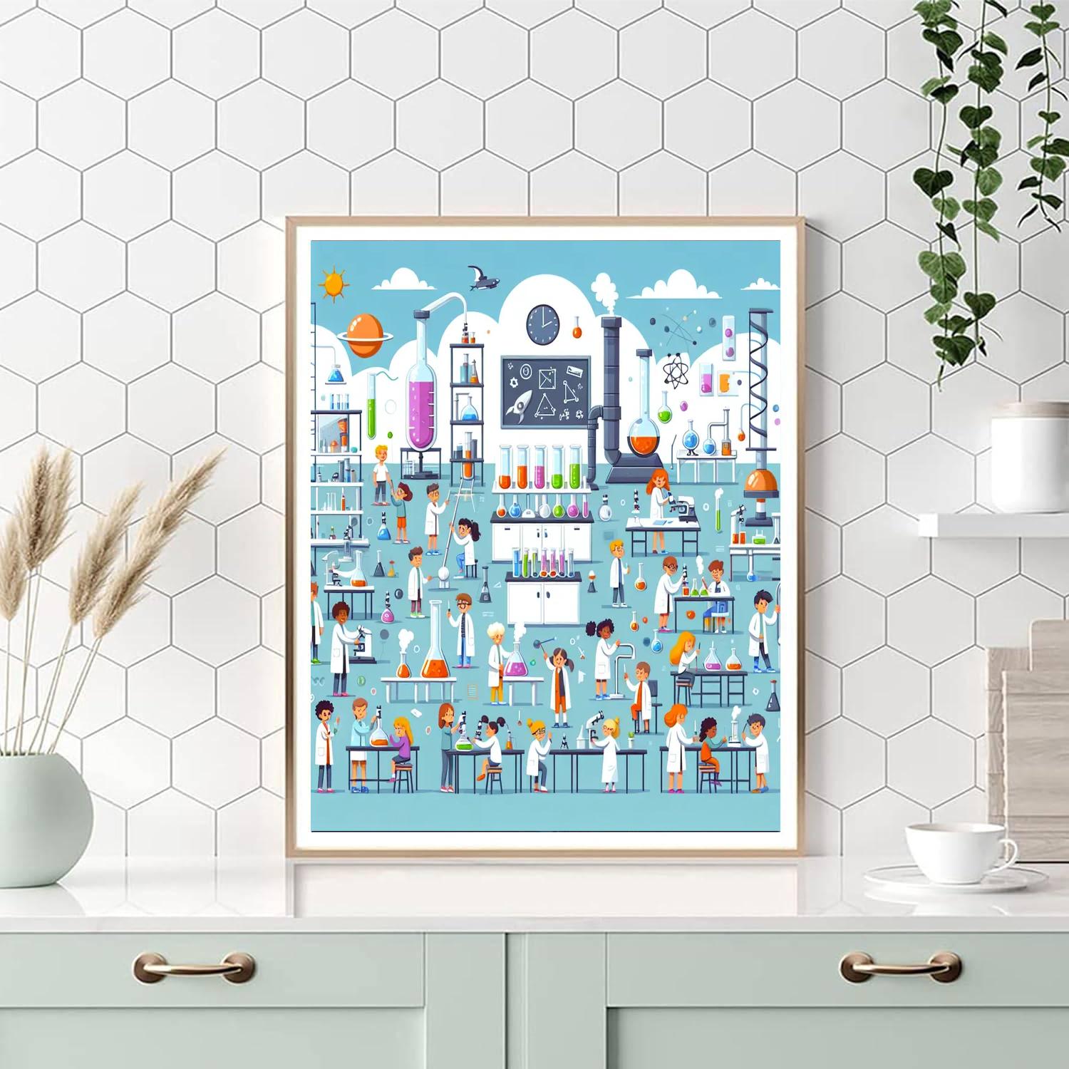 Fun Science Lab Discovery Painting Number Kit