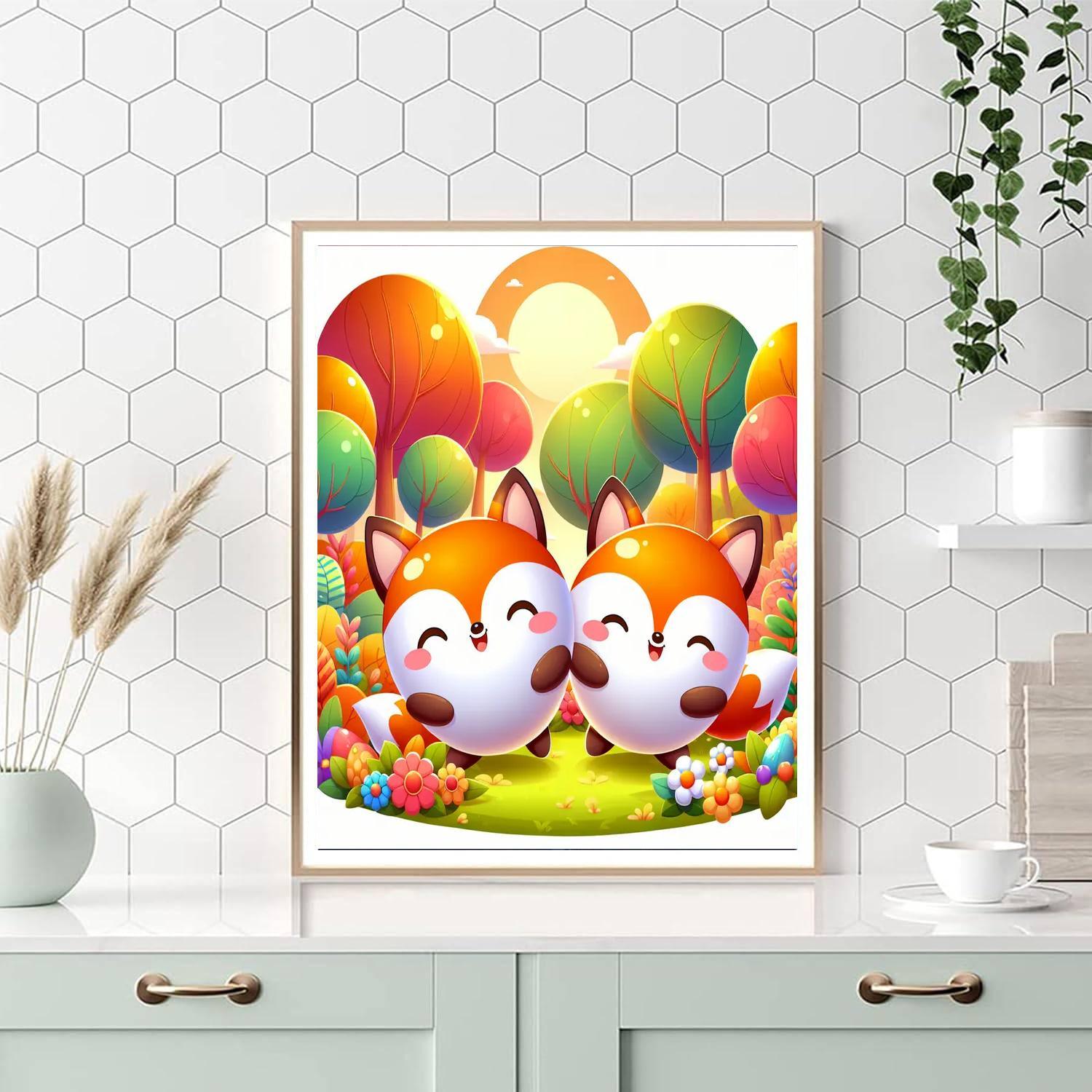 Funky Foxes Number Painting