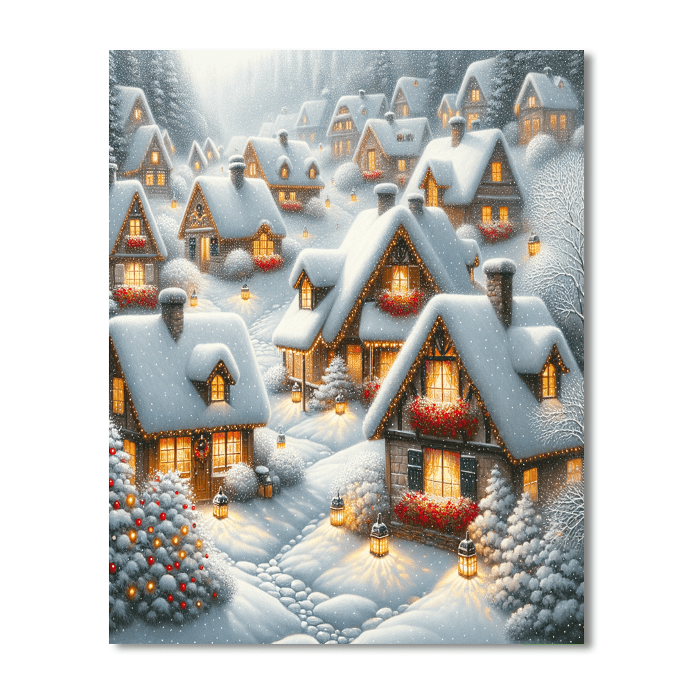 Snowy Village Paint By Number