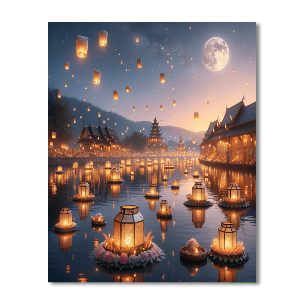 Loy Krathong Lantern Festival - Chiang Mai, Thailand DIY Paint By Numbers