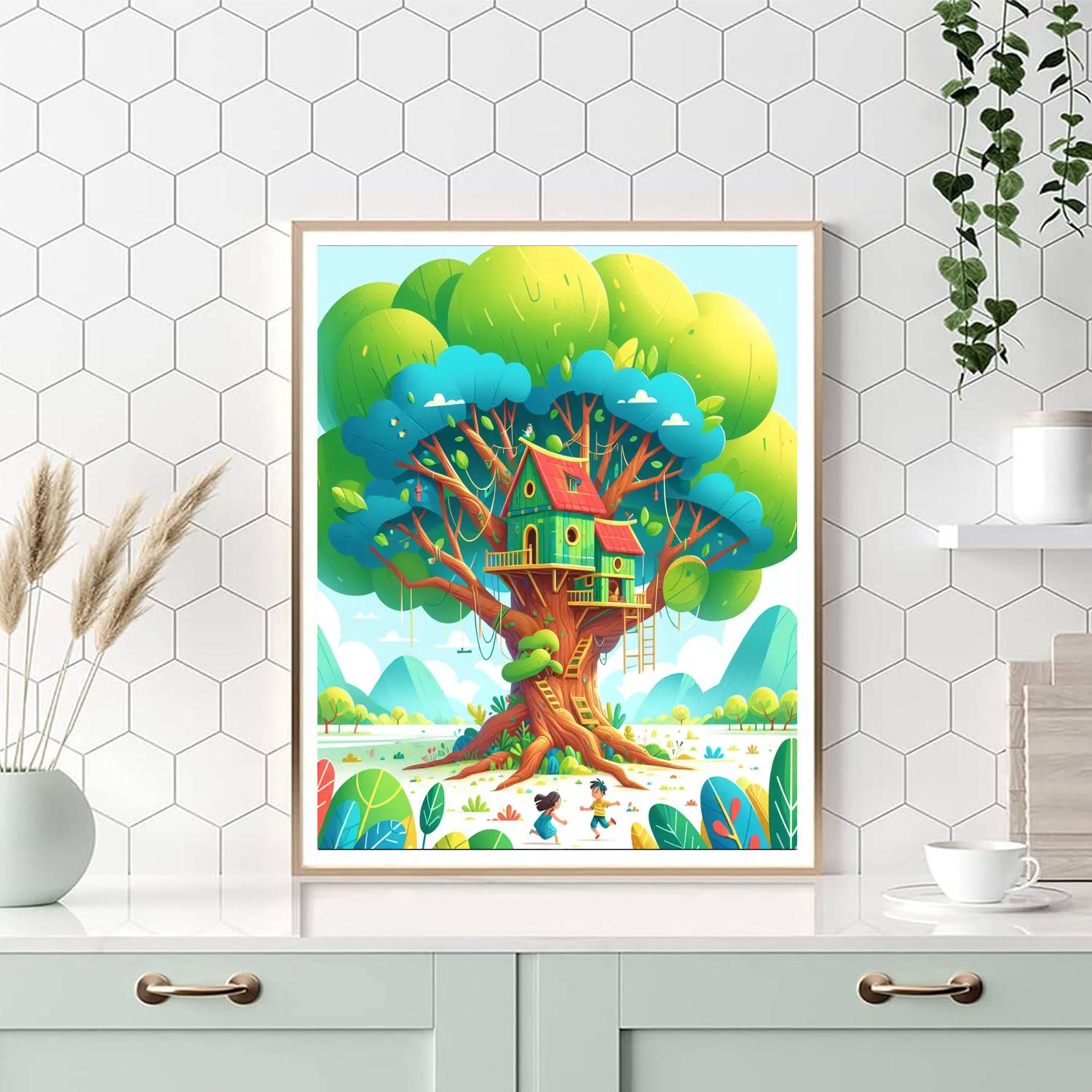 Charming Treehouse Painting Number Kit
