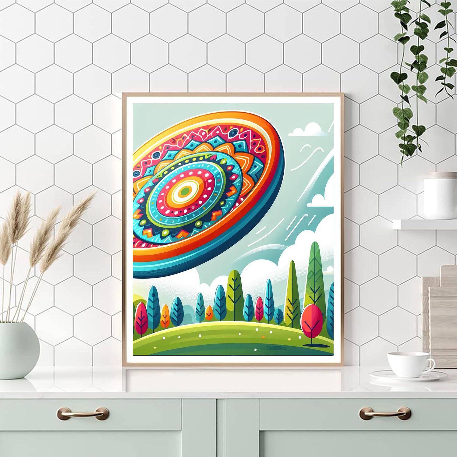 Flying Frisbee Paint By Numbers Art