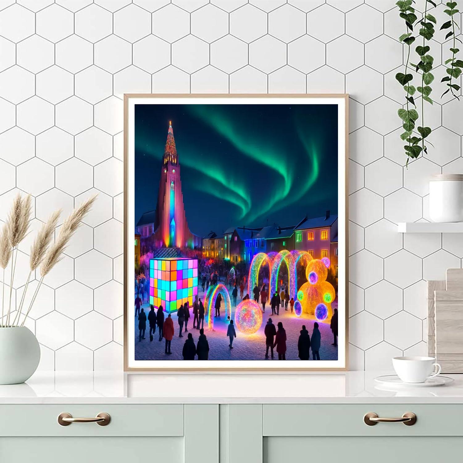 Winter Light Festival - Reykjavik Paint By Numbers Art