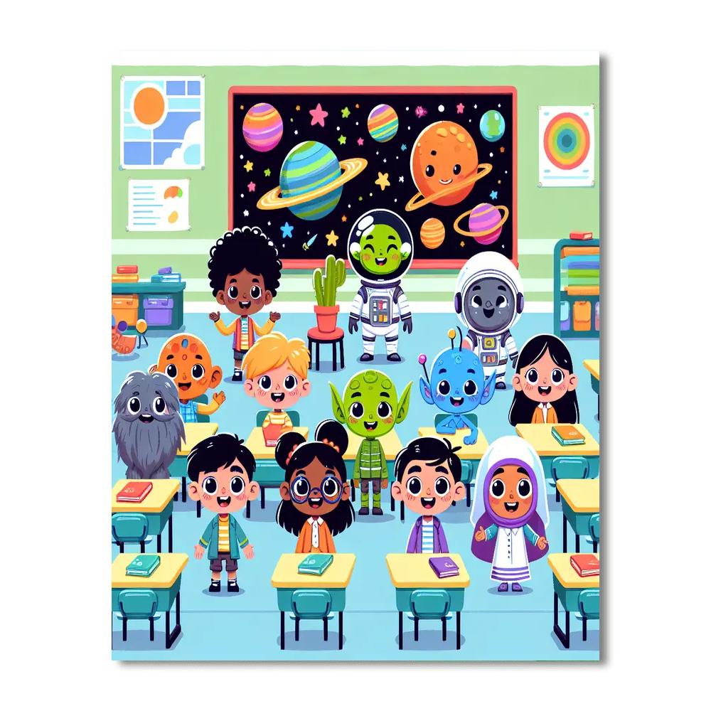Alien Friend Academy DIY Paint By Numbers