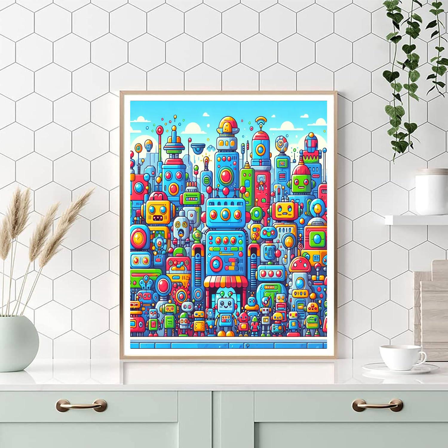 Adventures In Robot City Paint By Numbers