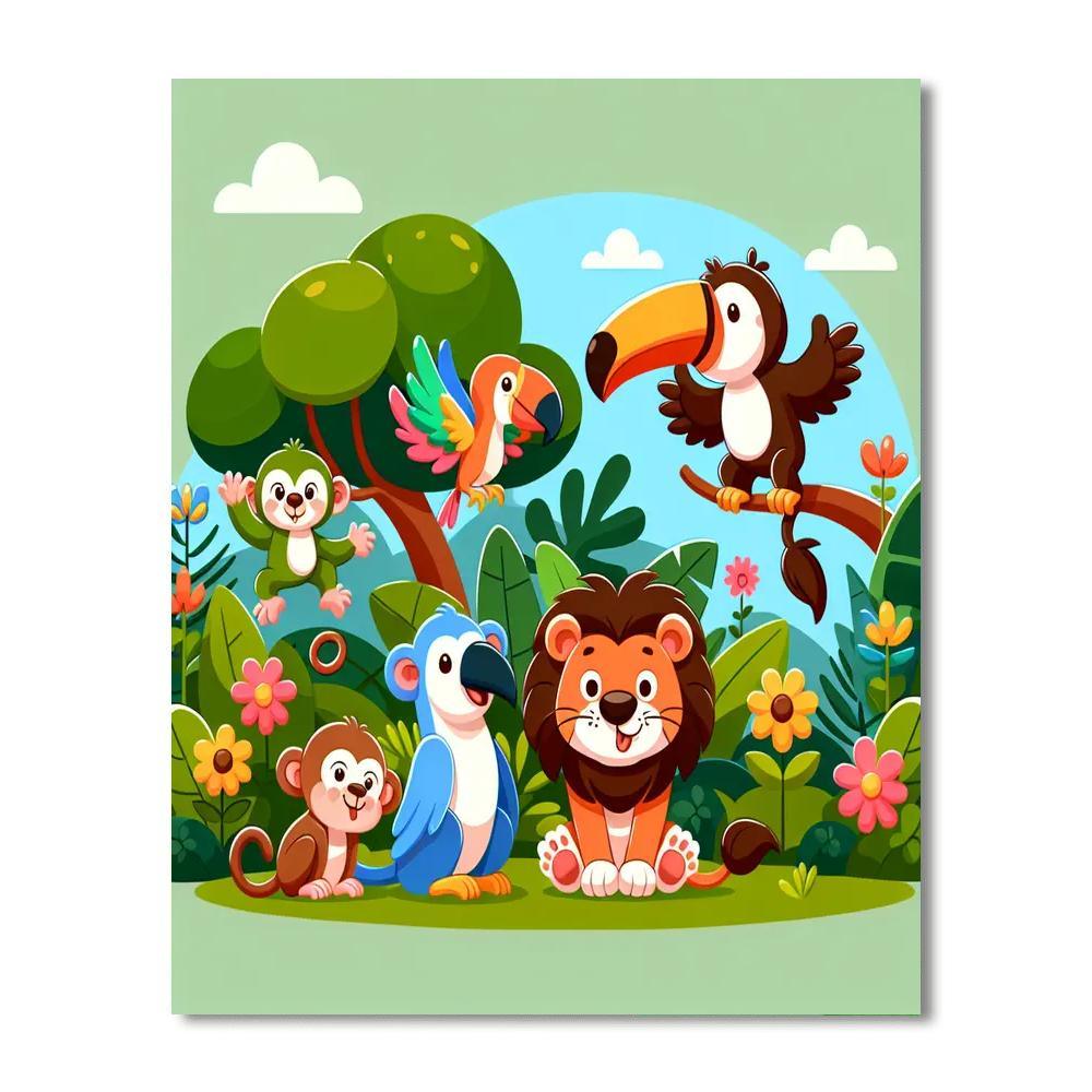 Lively Jungle Friends Number Painting