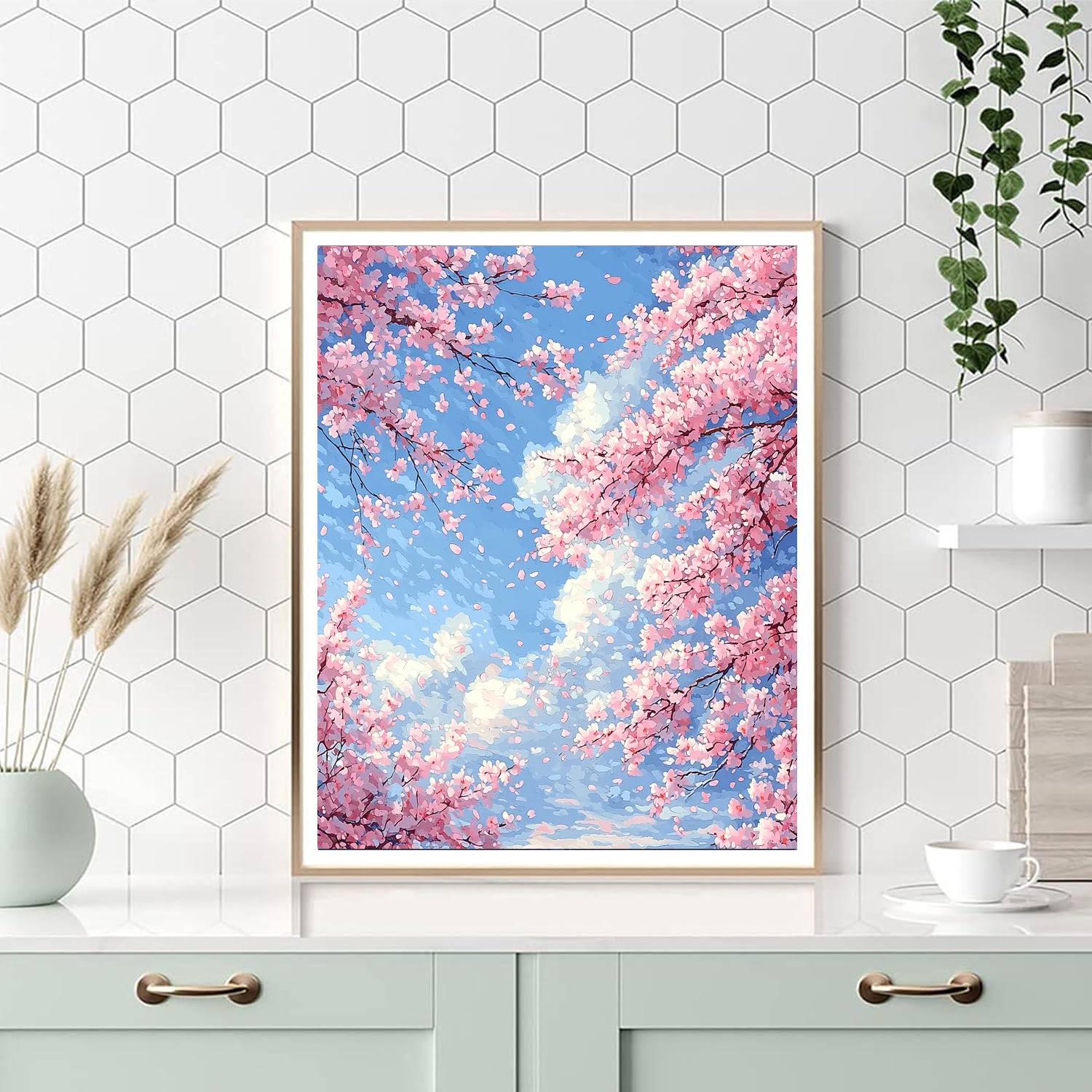 Utagawa Hiroshige Inspired Whispers Of Cherry Blossom  Number Painting