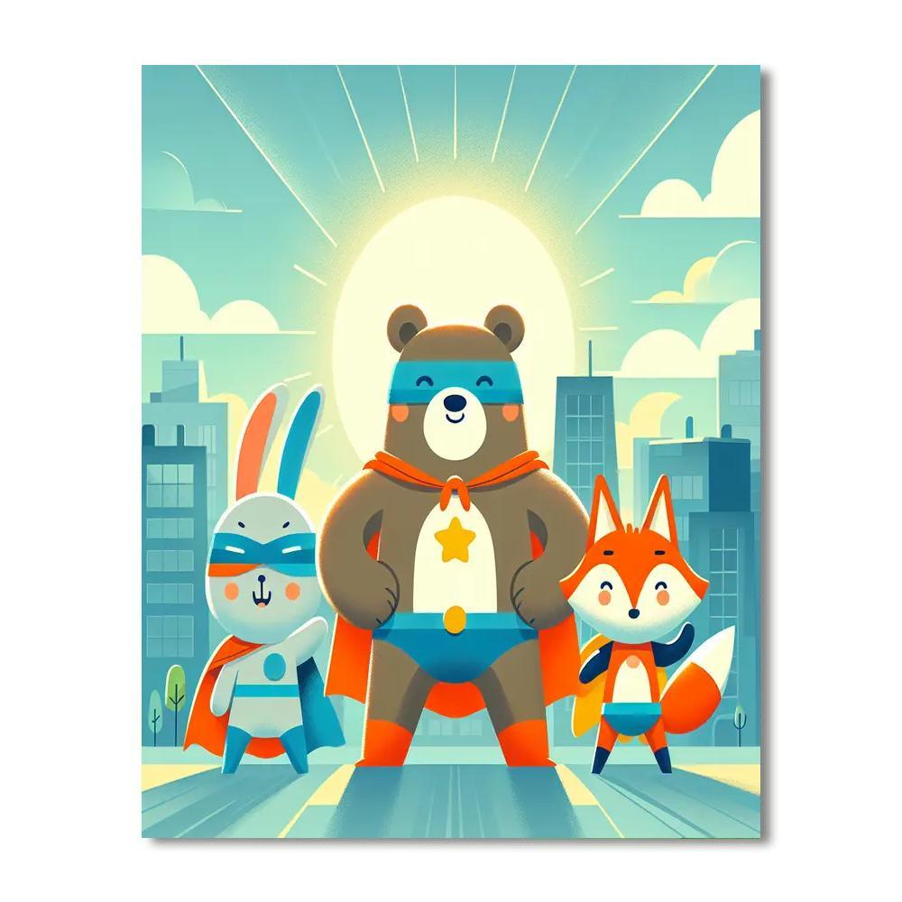 Adventure With Animal Superheroes Number Painting
