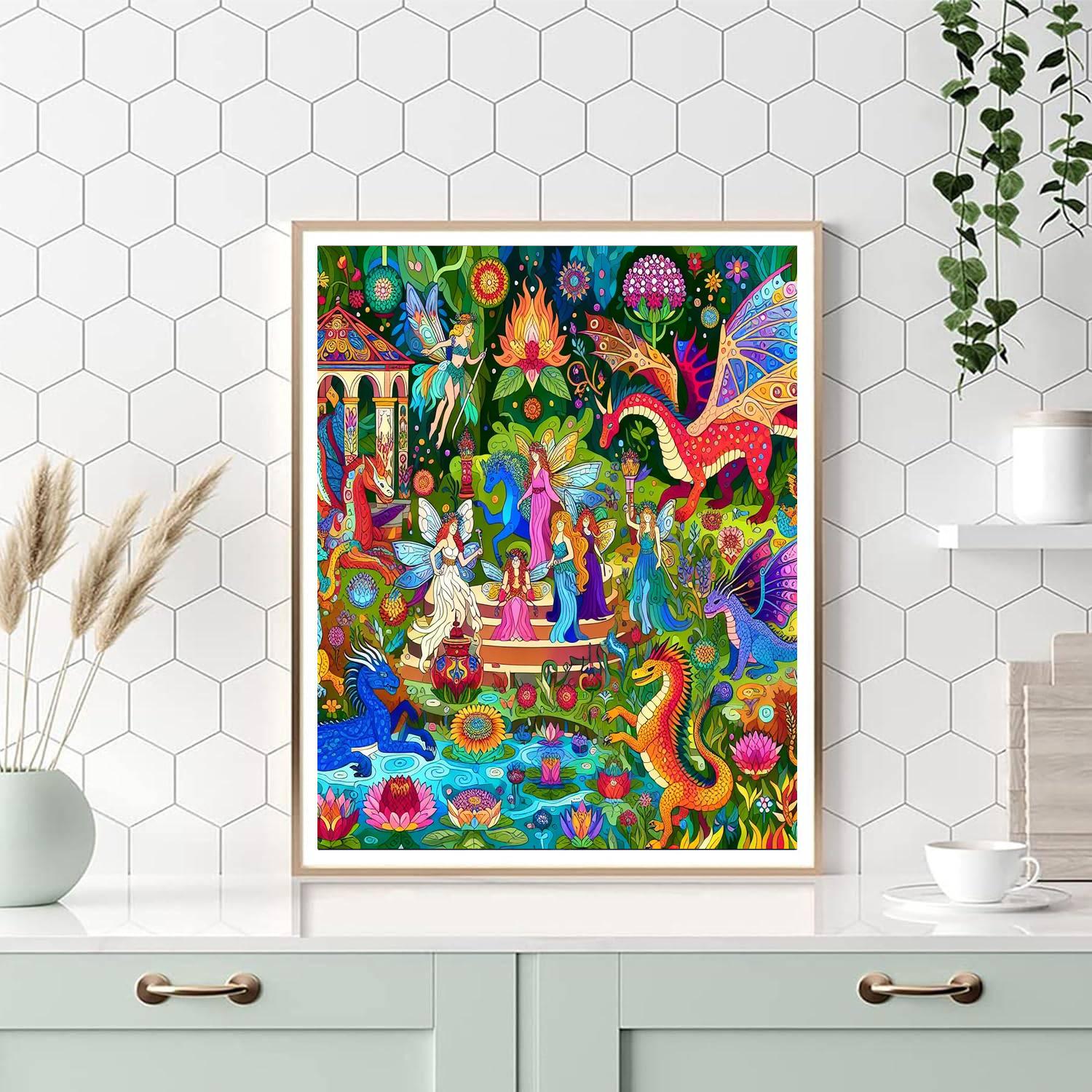 Mythical Garden Gathering Paint By Numbers Art