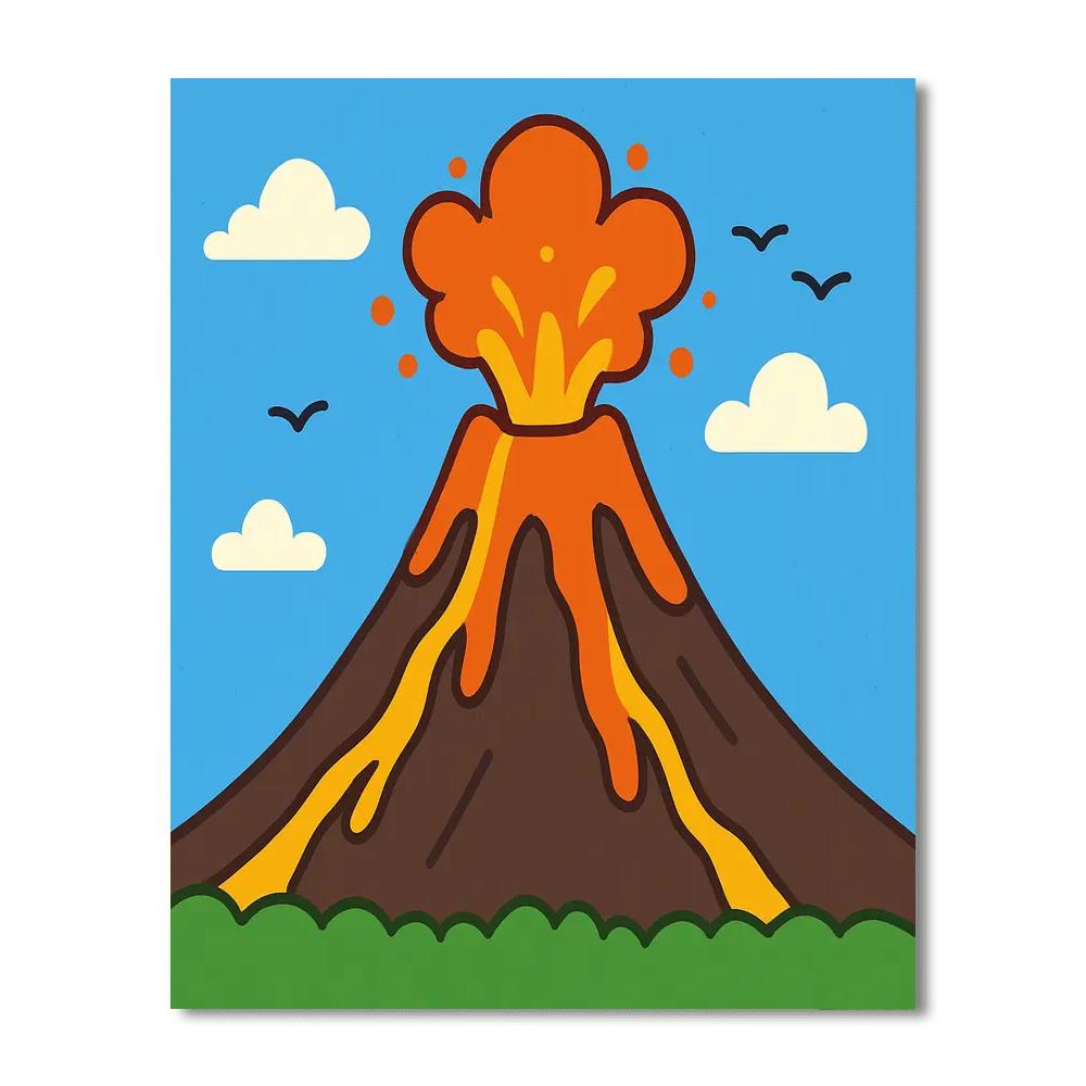 Dynamic Volcano Eruption Numbered Painting Kits