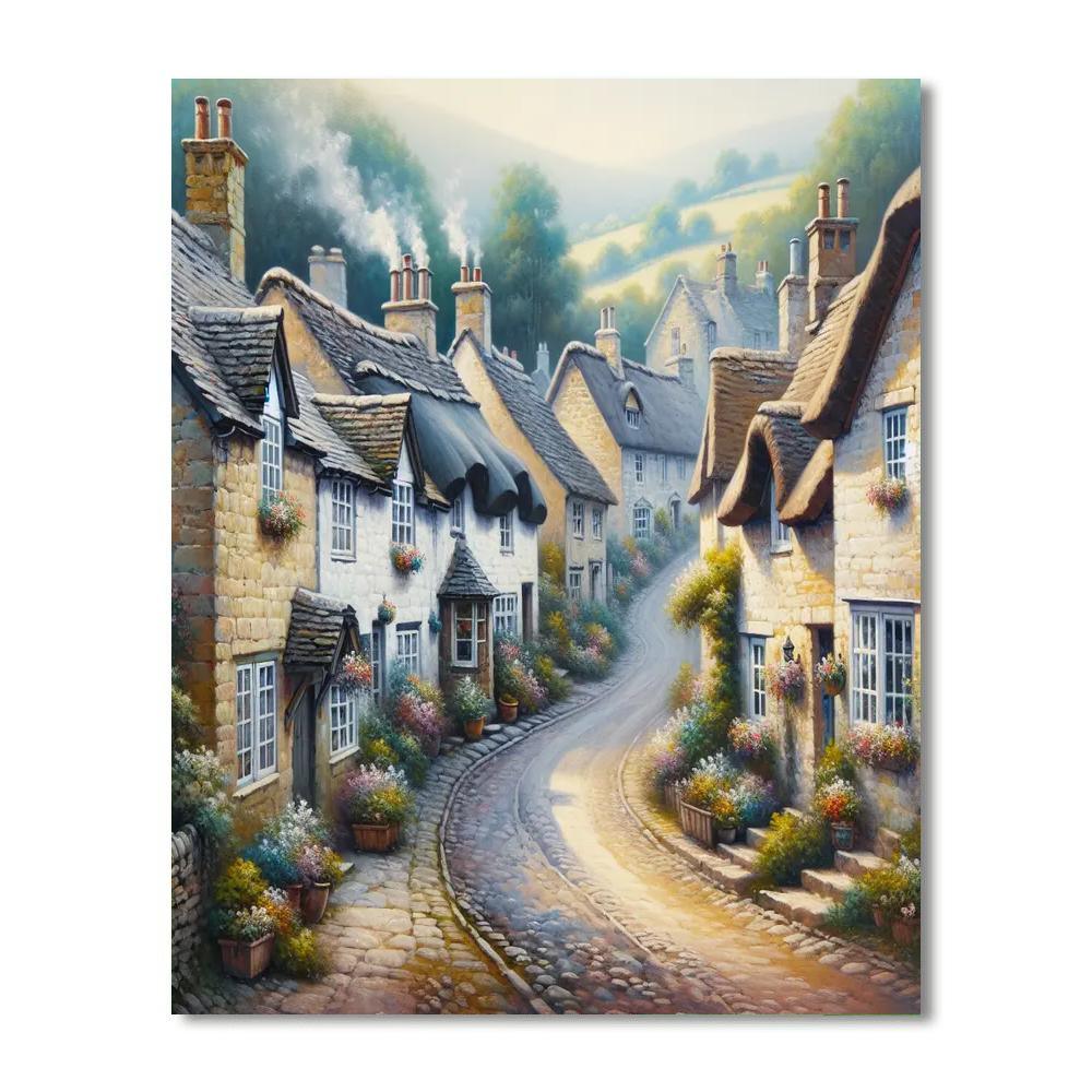 Charming Village Vista Paint By Numbers Art