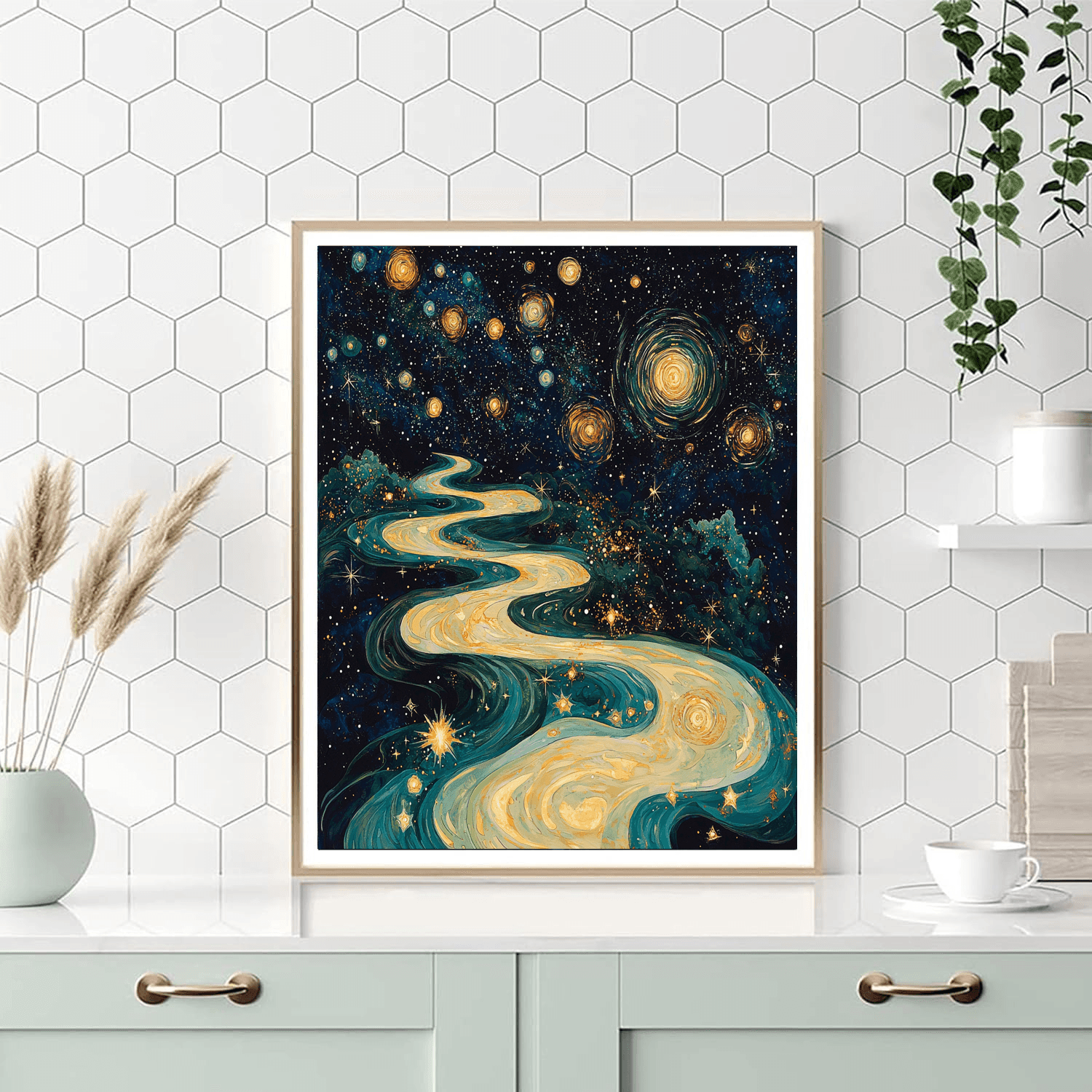 Vija Celmins Inspired Abstract Cosmic Exploration - DIY Painting By Numbers Kit