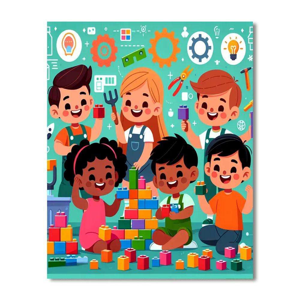 Busy Builders Paint By Numbers Art