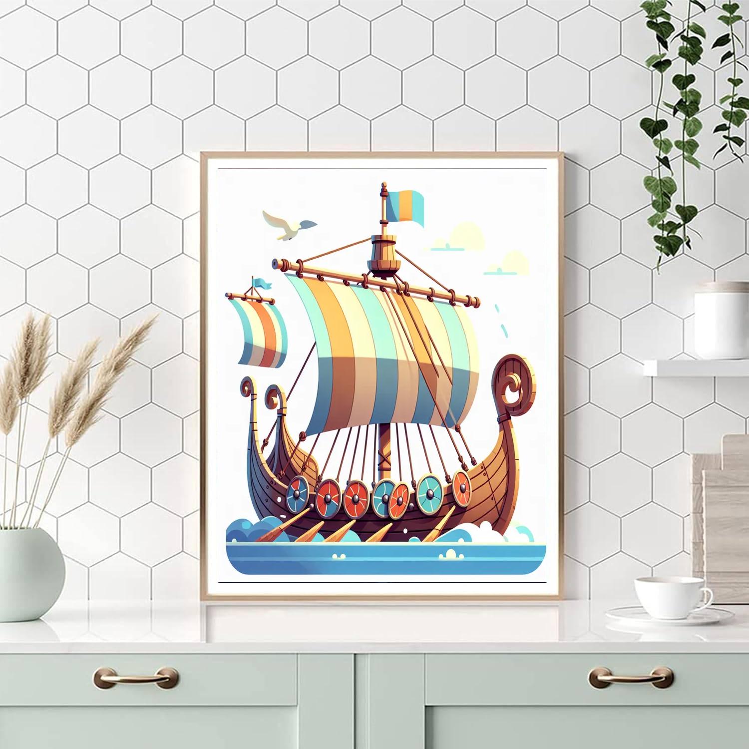Viking Longship Expedition Number Painting