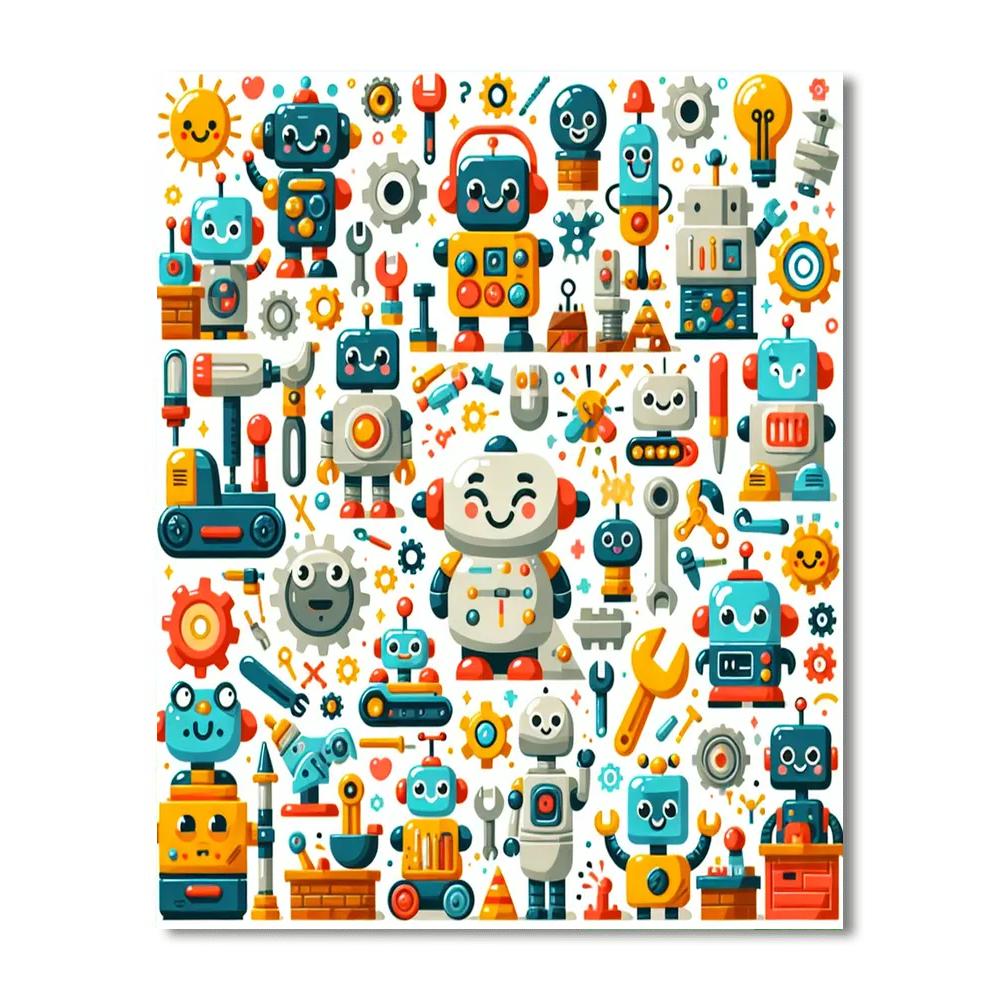 Adventure At The Robot Factory Paint By Numbers