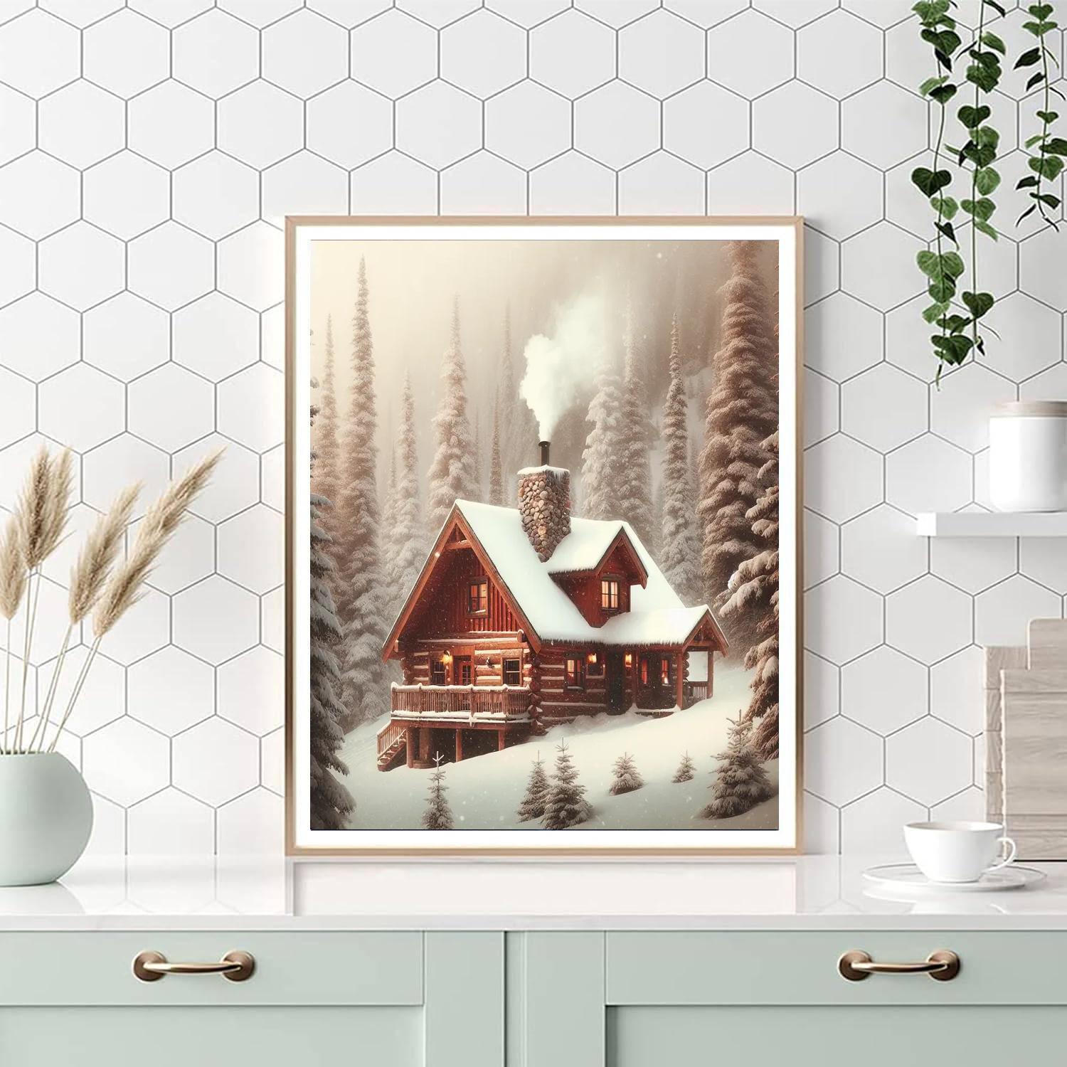 Cozy Cabin Winter Retreat Painting By Numbers Kit