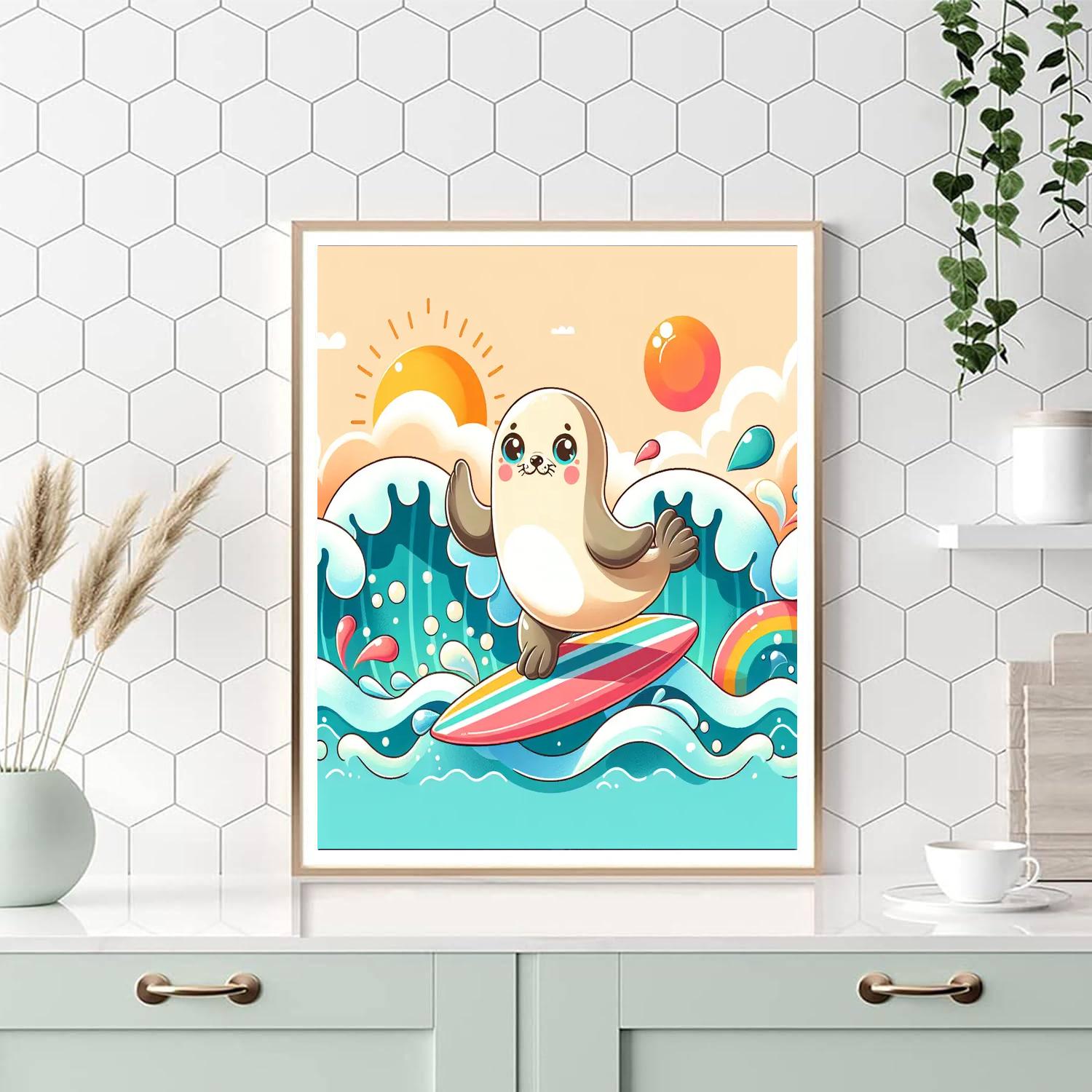 Silly Seals Surfing Numbered Painting Kits