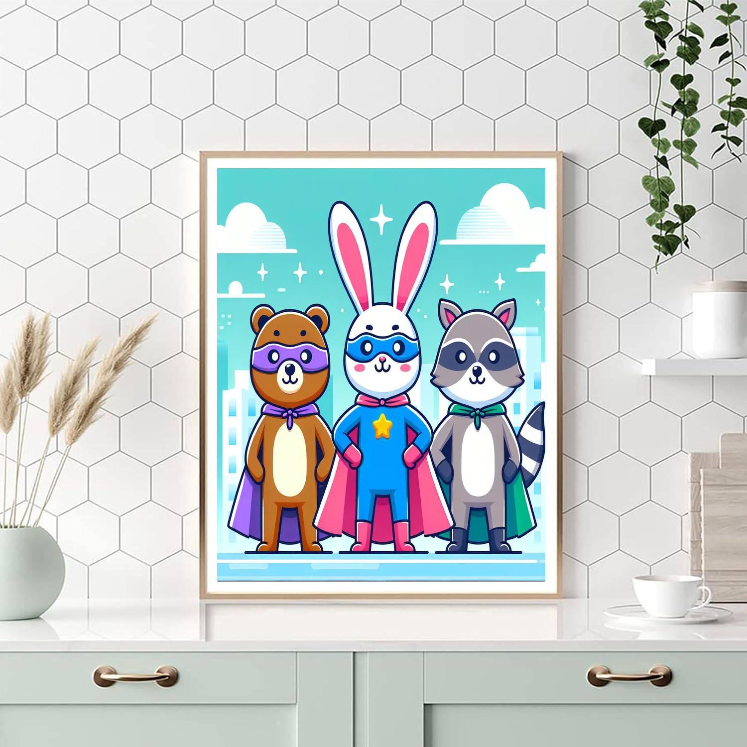 Animal Superhero League Number Painting