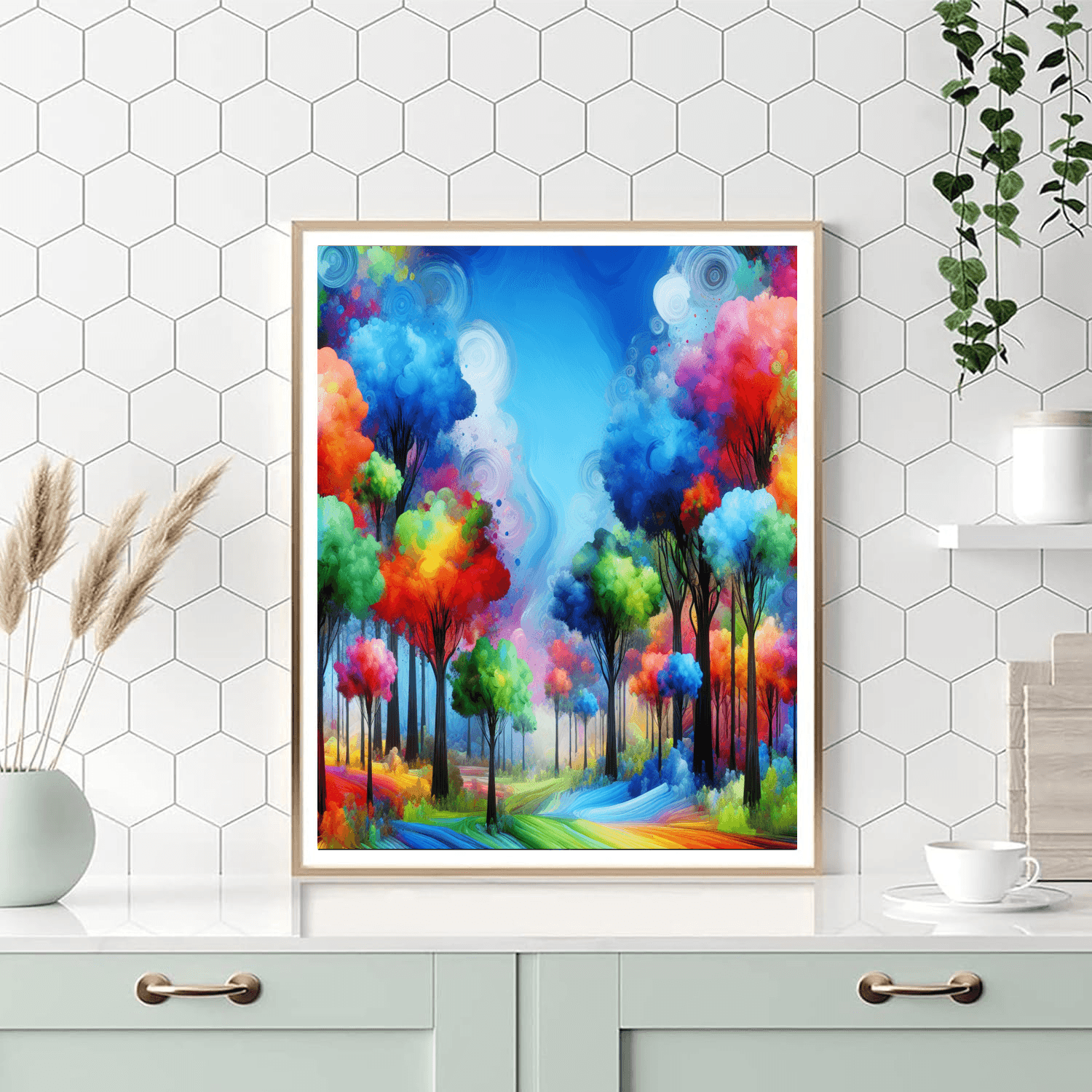 Rainbow Forest Paint By Numbers Art