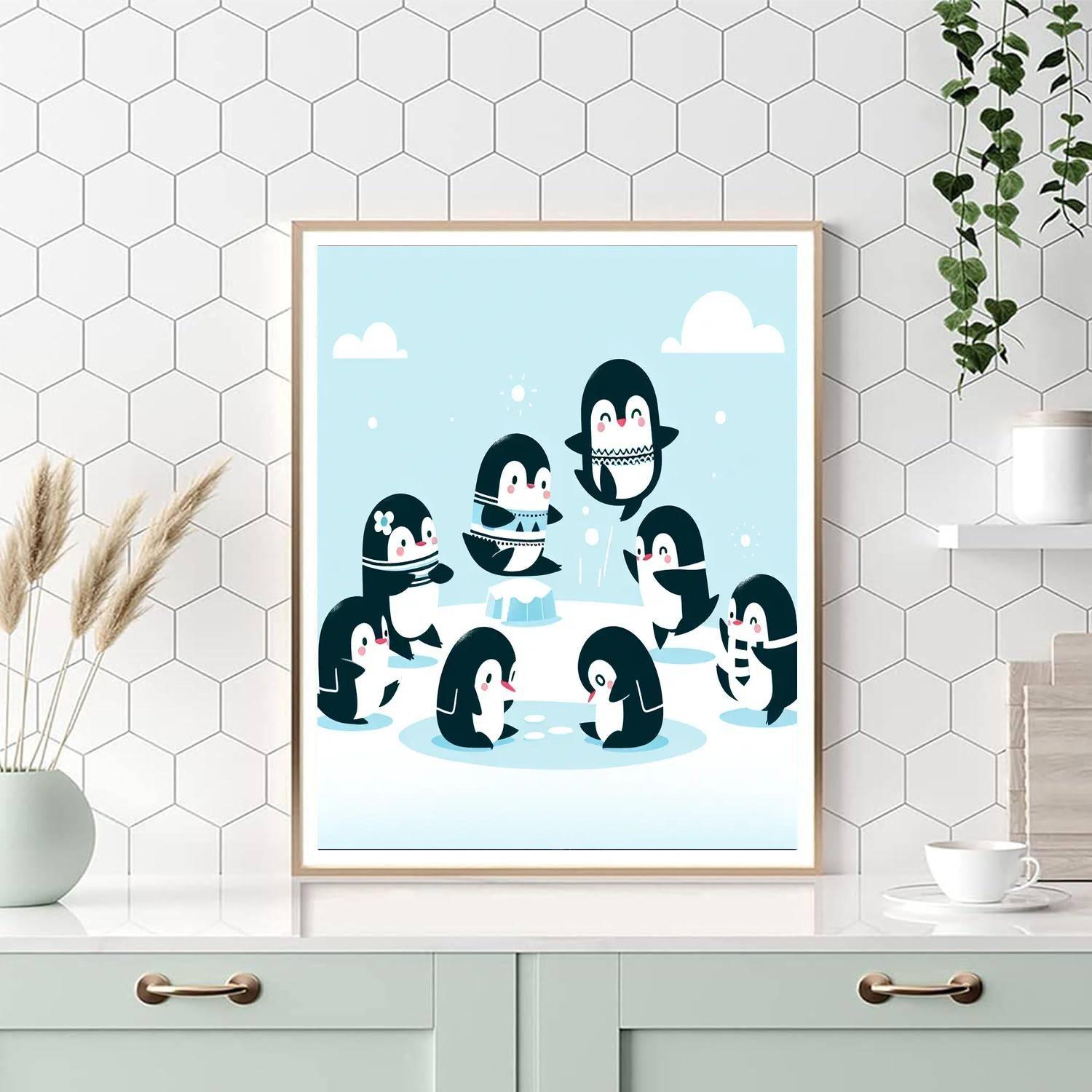 Peppy Penguin Dance Number Painting