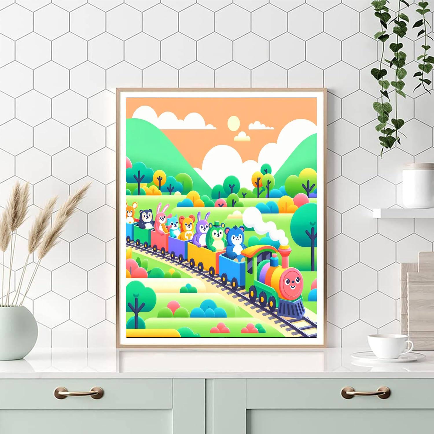 Merry Train Ride DIY Paint By Numbers