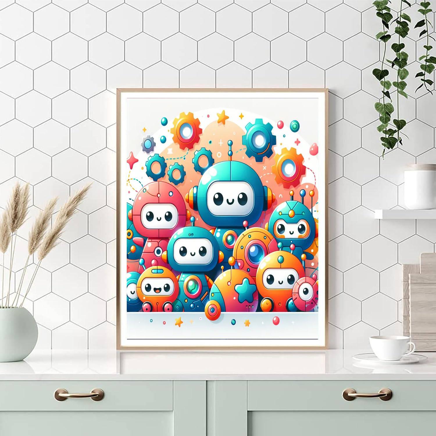Robot Friends Adventure Paint By Numbers Art