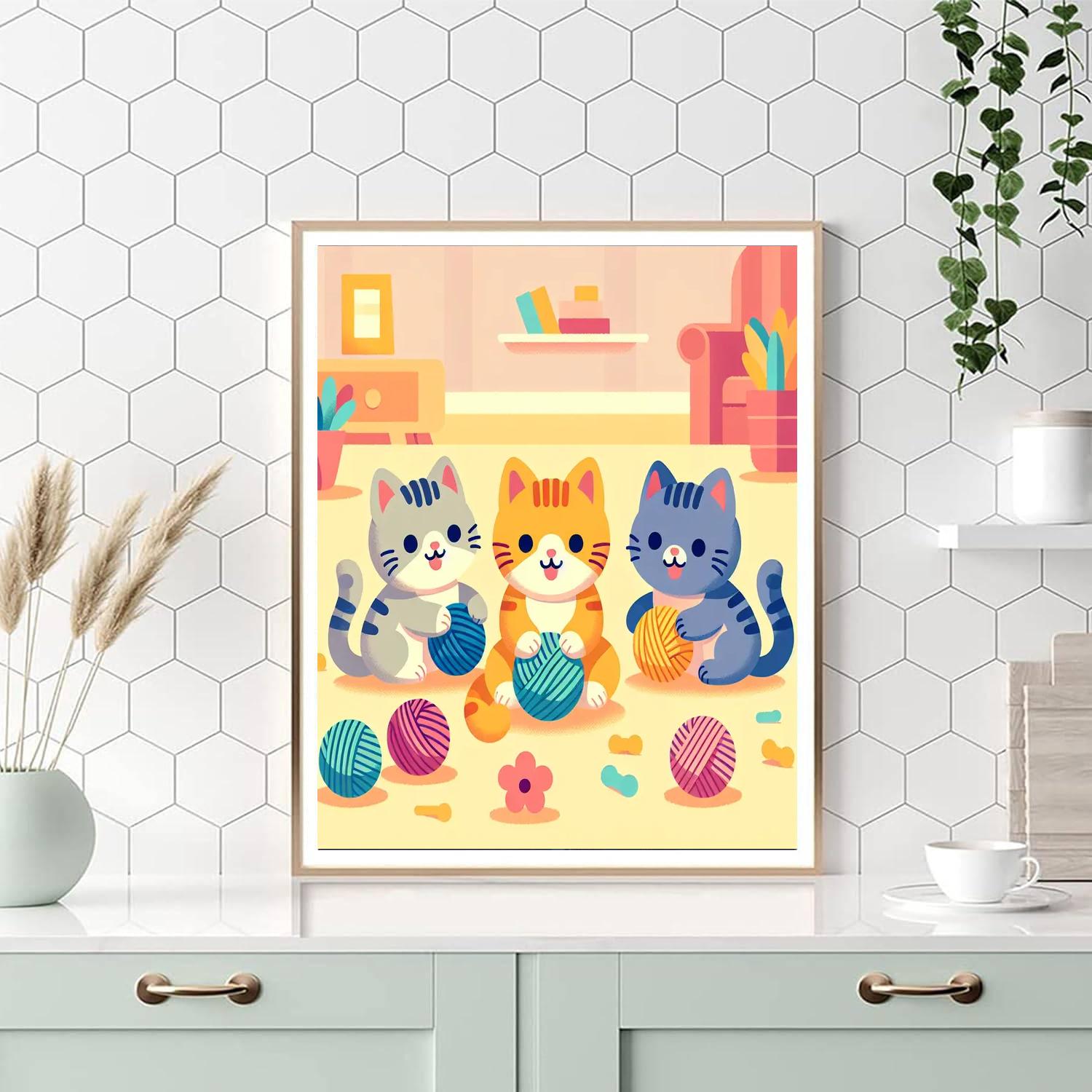 Cuddly Kittens And Yarn Painting By Numbers Kit