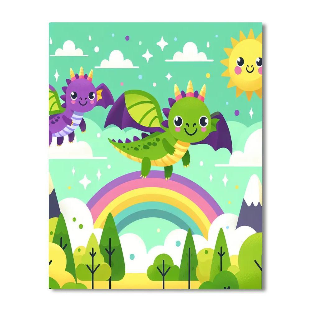 Playful Dragon Friends DIY Paint By Numbers