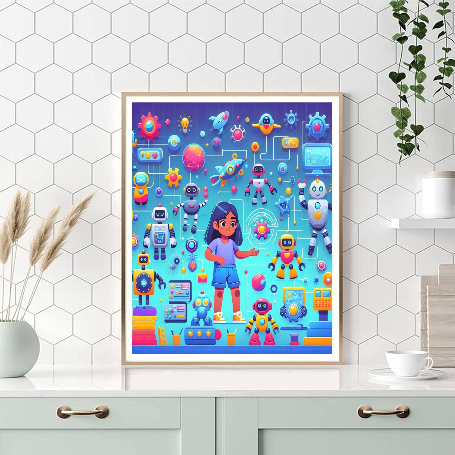 Robot World Exploration Paint By Number