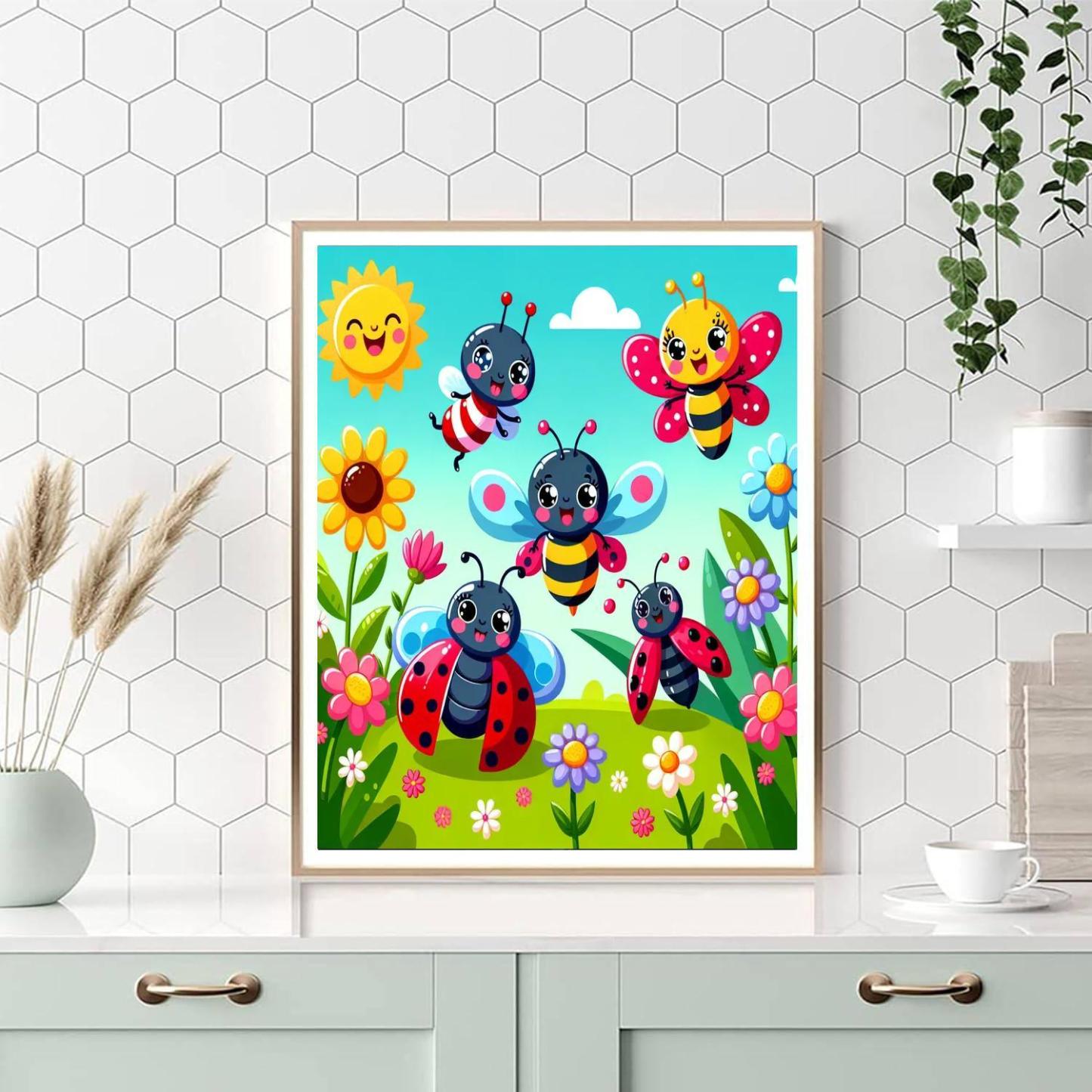 Joyful Garden Bugs Number Painting