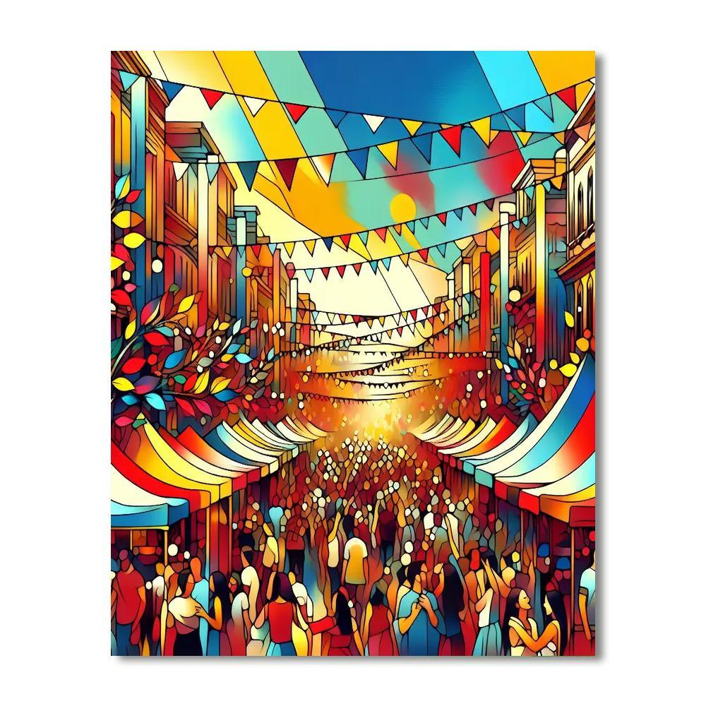 Colorful Street Festival Paint By Number