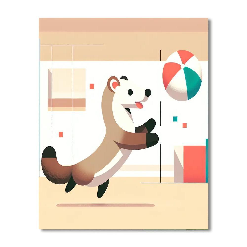 Feisty Ferret Frolic Number Painting
