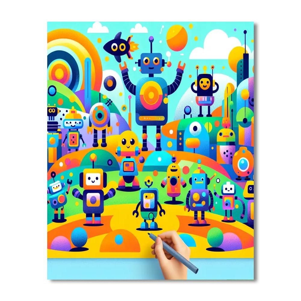Imaginative Robot Land Number Painting