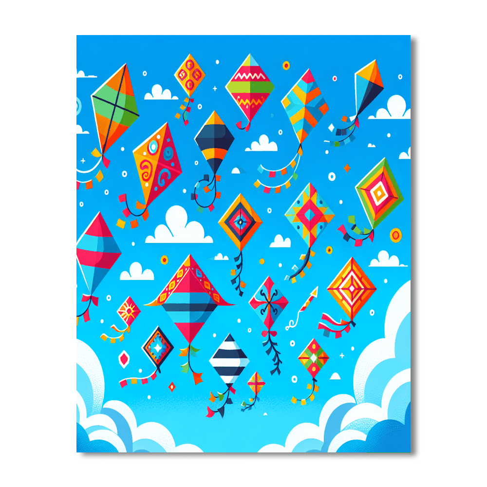 Cheerful Colorful Kites Painting Number Kit