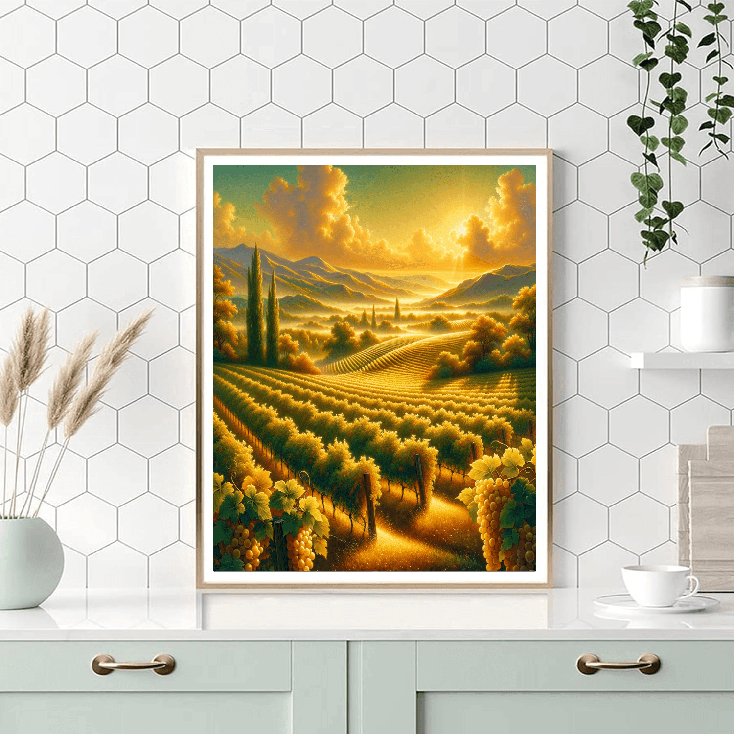 Sunkissed Vineyard Escape Number Painting