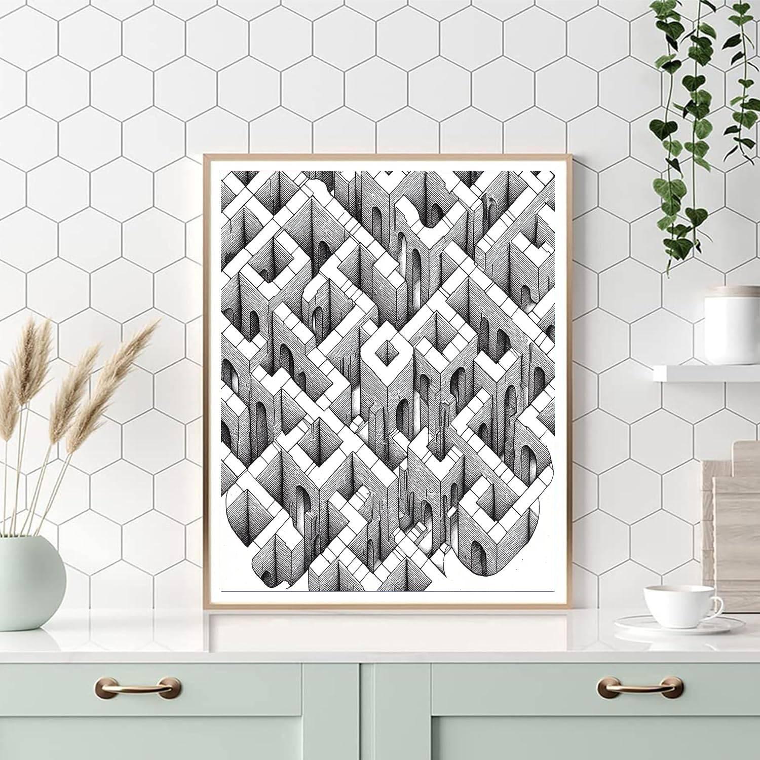 M.C. Escher Inspired Eternal Pathways  Number Painting