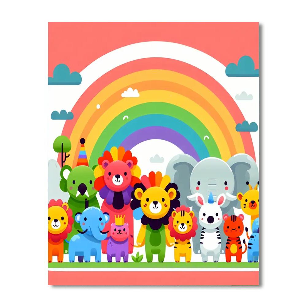 Rainbow Animal Kingdom DIY Paint By Numbers