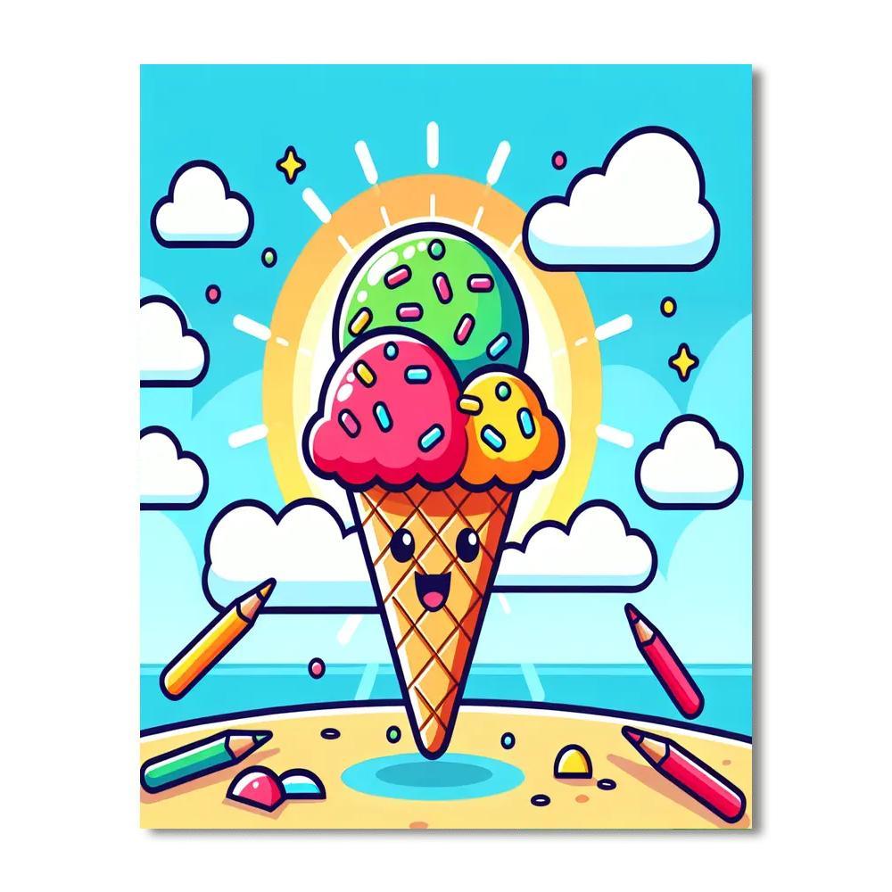 Bubbly Ice Cream Cone Paint By Numbers