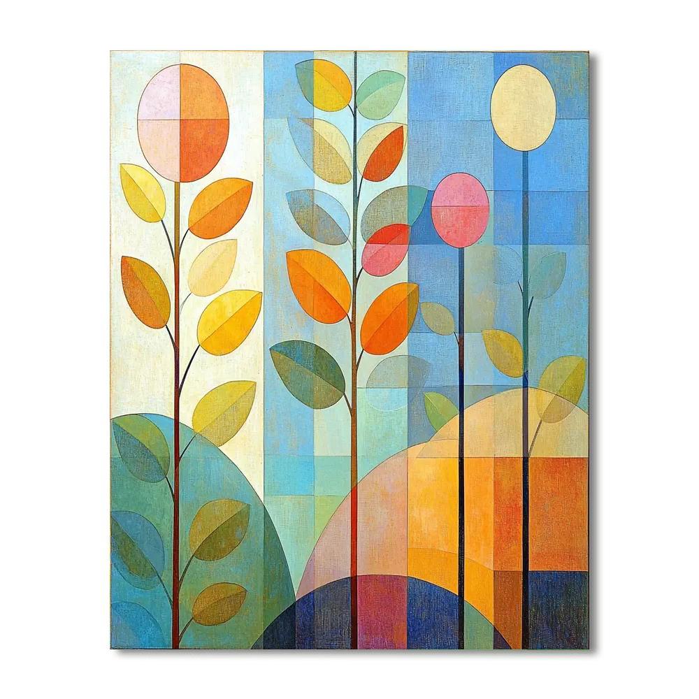 Paul Klee Inspired Whimsical Equilibrium  Number Painting