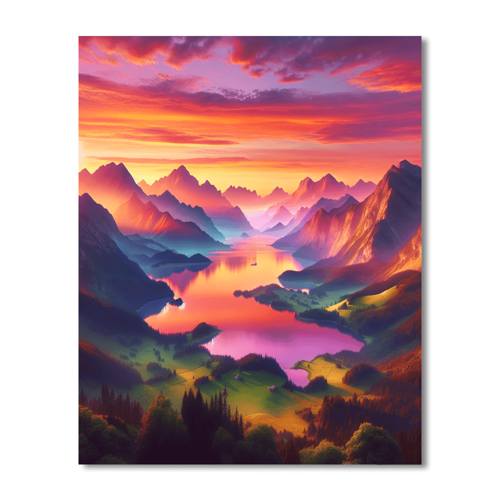 Sunrise Over Mountains Painting Number Kit