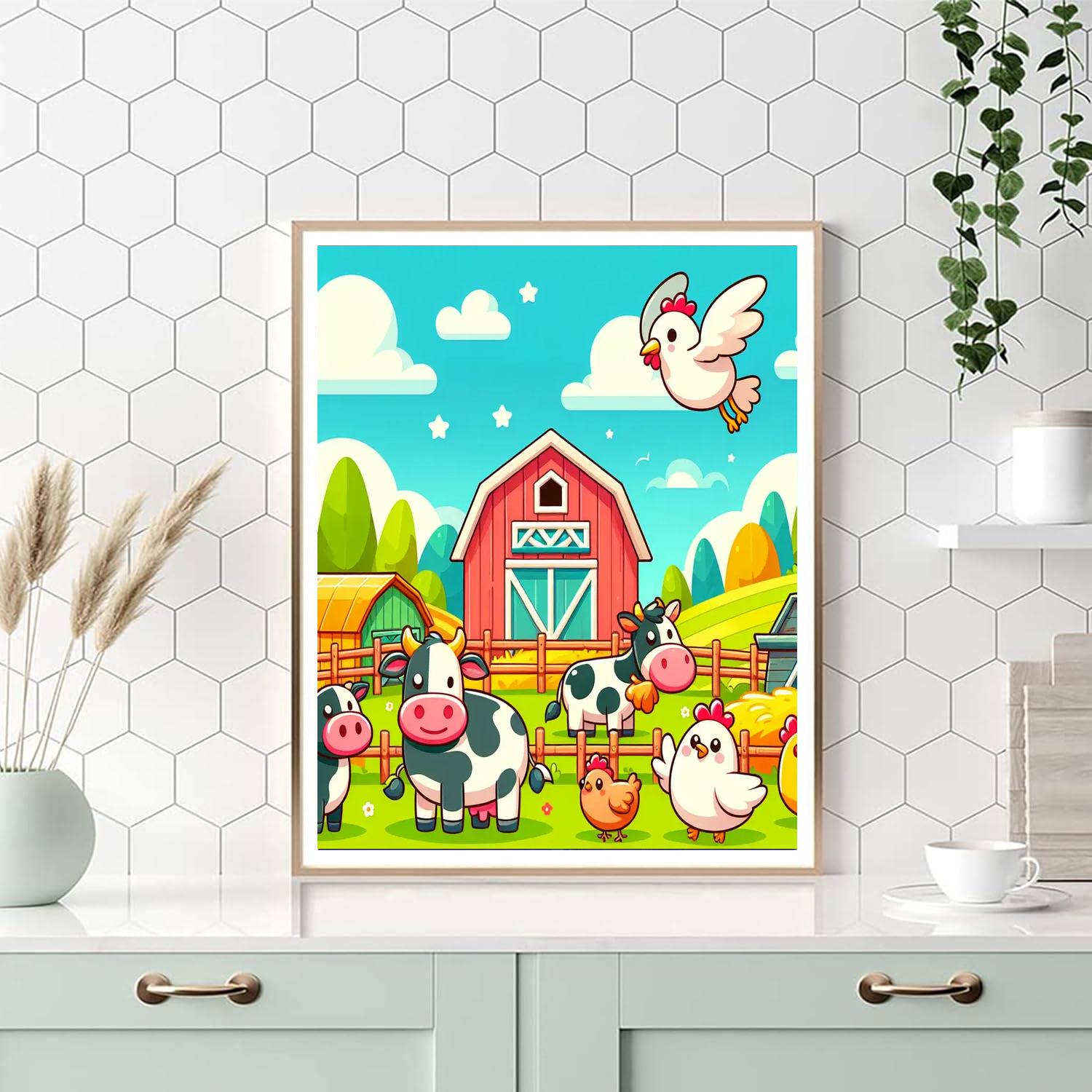 Gleeful Farm Adventure Paint By Numbers Art