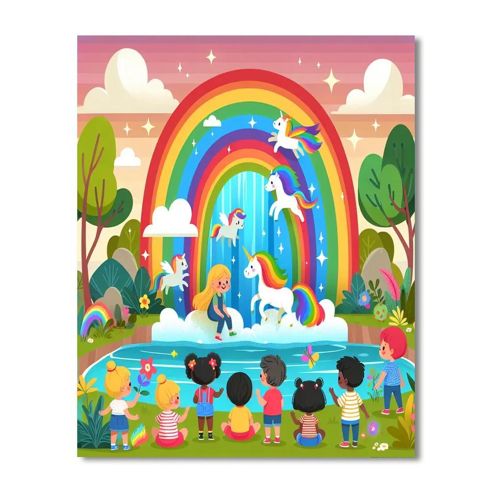 Rainbow Waterfall Adventure Paint By Color